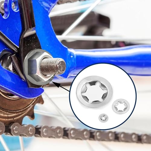 370Pcs Stainless Steel Internal Tooth Star Lock Washers Set, M2 M2.5 M3 M4 M5 M6 M8 M10 M12 Quick Speed Locking Washers Assortment Kit, 9 Size Push on Locking Washer (Silver) Silver