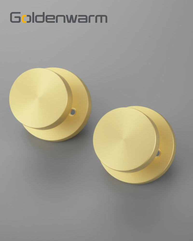 Goldenwarm Gold Door Knob Dummy, Zinc Alloy Keyless Brushed Gold Door Knobs for Closet and Bifold - Single Side Non Turning (1 Pack/2 Pieces) 1