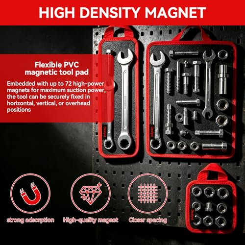 3PCS Flexible Magnetic Tool Mat, Non-Slip PVC Magnetic Tray and Tool Holder, Screws and Auto Repair Tools, Essential Organizer for Garage & Workshop (3PCS Blackish-red) 3PCS Blackish-red