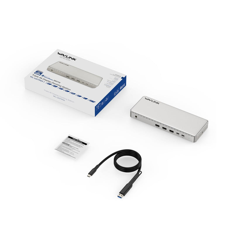 WAVLINK Laptop Docking Station, SM770 Dock,Triple HDMI, Dual DisplayPort | Triple 4K@60Hz, 100W PD in, USB-C/A 10Gb, 2.5G Ethernet, Compatible with macOS/Windows, Required SMI Driver & Host USB 3.2 UG77PD1(no charger)