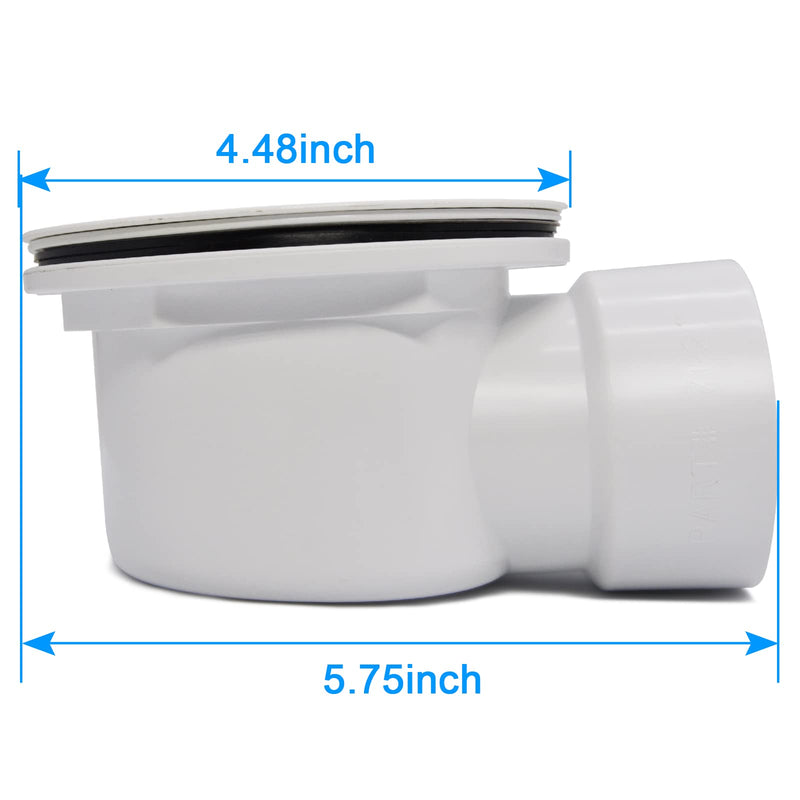 Low Profile Shower Drain, 1.5" Side Outlet Drain Assembly with Perforated Strainer, for 1.5" or 2" Replacement Shower Base PVC Side Outlet Drain
