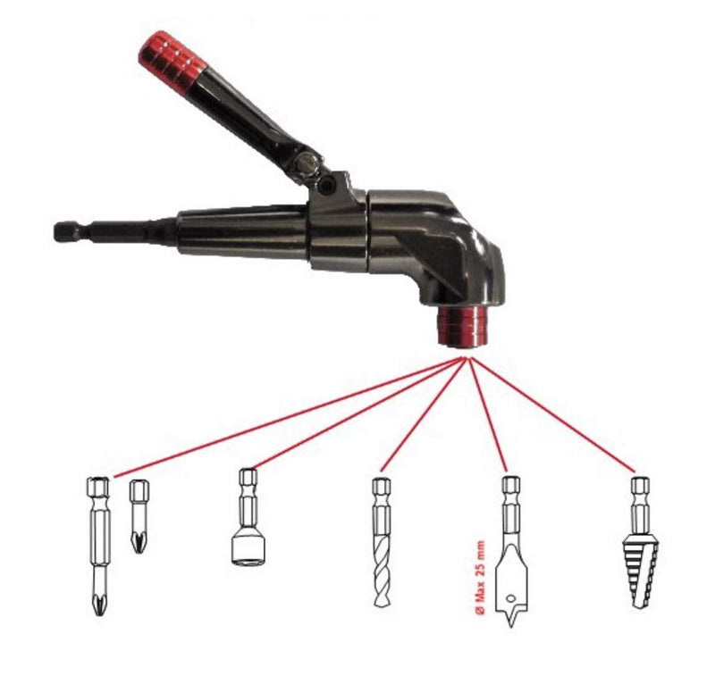 TIVOLY - 57 Nm Right-Angle Driver - 360° Adjustable Handle - for Tight and Inaccessible Areas - Up to 2000 RPM
