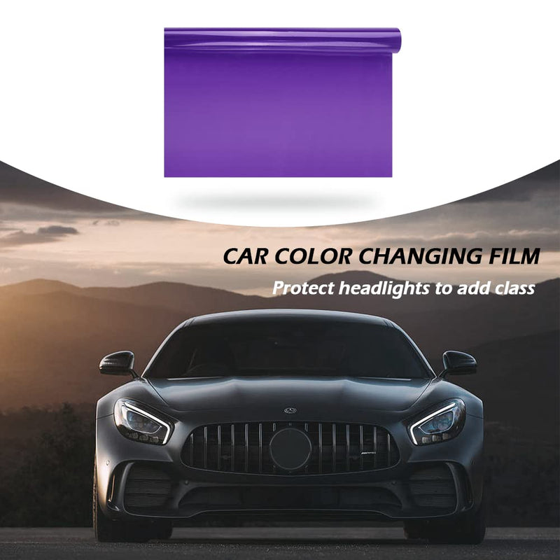 12 X 48inch Car Light Tint Film, Cuttable&Stretchability Car Headlight Taillight Fog Light Vivid Vinyl Wrap Protector,Non-Marking Self-Adhesive Decals Car Decor (Purple) Purple