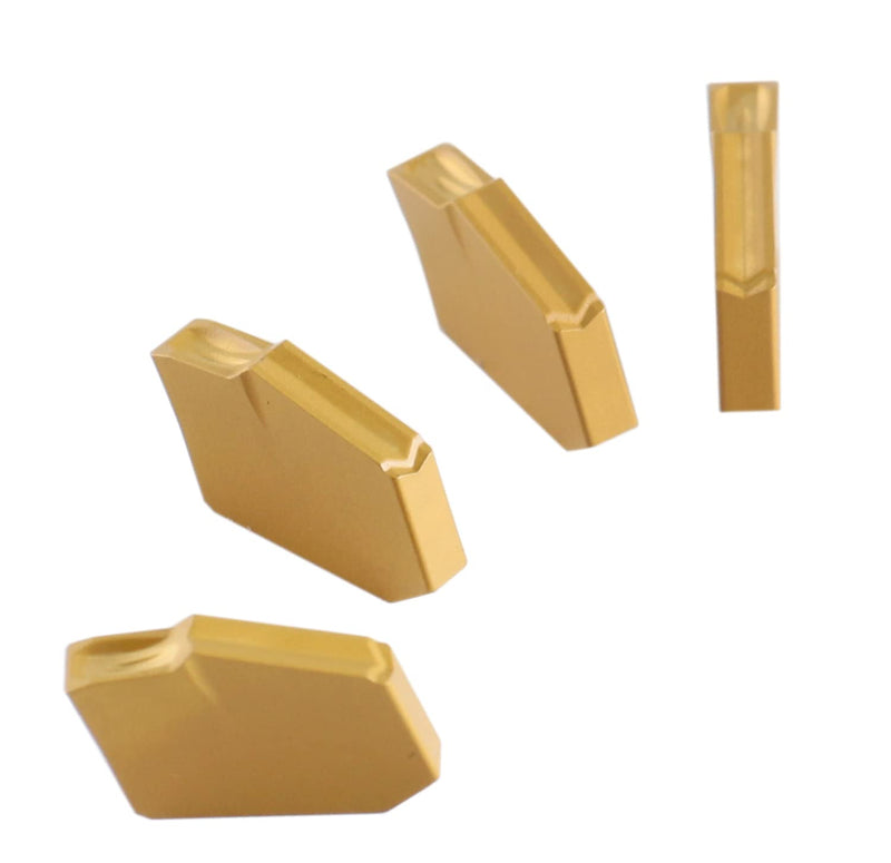 Accusize Industrial Tools Cut-Off Tool Holder, GTN-2, 2403-2003x10 | 0° Lead Angle, GTN-2 TiN Coated Carbide Grooving Parting Inserts, 10 Pcs/Box, 6103-2002x10, for Cutting Steel For Steel