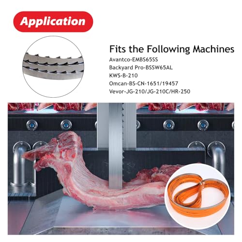 65-Inch Meat Band Saw Blades 3TPI (5 Pack) for Cutting Bone-in Meat or Frozen Meat, Compatible with Avantco-EMBS65SS KWS-B-210 Vevor-JG-210/JG-210C/HR-250, 65" x 5/8" x 0.02" 3 65-Inch