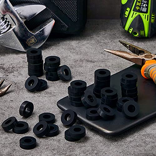 Fabbay 50 Pack Rubber Washers Assortment Kits, 3/4" OD x 3/8" ID x 1/4" Thickness Anti Vibration Neoprene Rubber Spacer Black Round Bushing for Home Hose Garden Screw Car Accessories