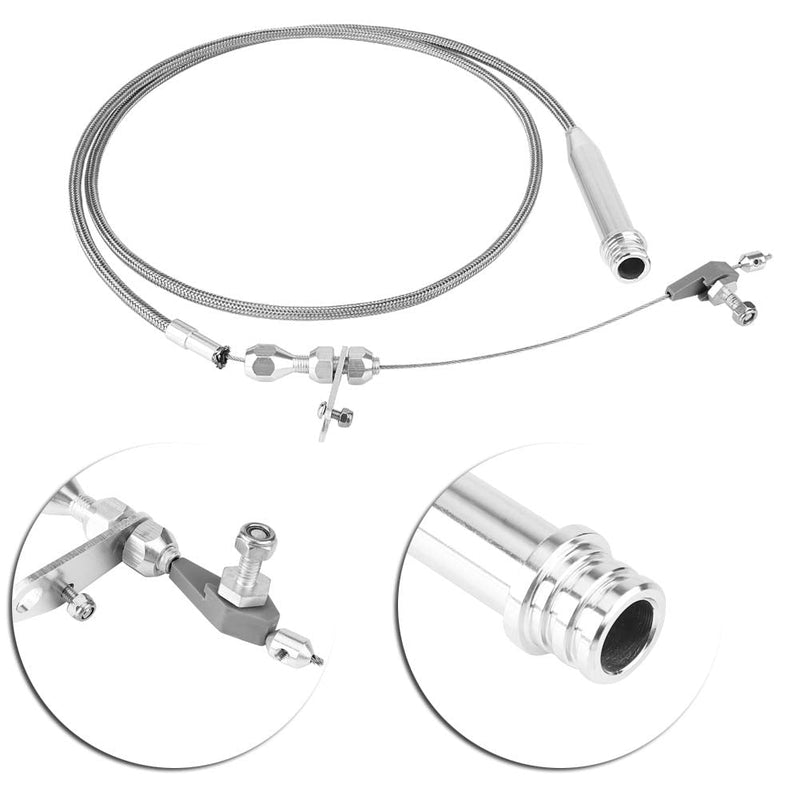 KIMISS 700R4 Kickdown Cable, Car Stainless Steel Braided Transmission Detent Cable (Silver)