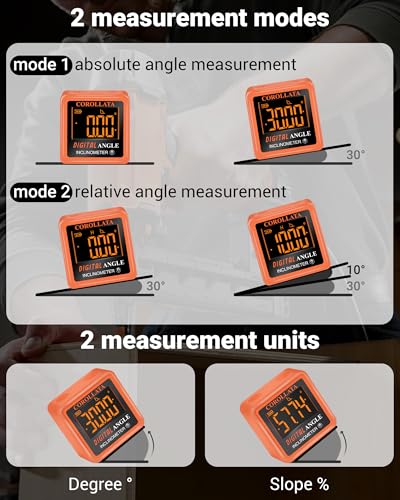 Mini Digital Angle Finder & Inclinometer, Magnetic Torpedo Level Tangerine