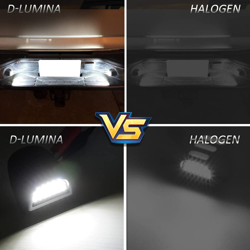 D-Lumina LED License Plate Lights Assembly Compatible with 1999-2013 Chevy Silverado GMC Sierra 1500 2500 3500 HD Suburban Tahoe Cadillac Escalade EXT Yukon XL, Rear Plate Lamp 6000K White 2-Pieces Black