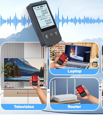 COLOR TREE EMF Meter Rechargeable Electromagnetic Field Upgrated 3-in-1 Radiation Detector Handheld Digital LCD Temperature Measure - Tester for Home Inspections - Outdoor and Ghost Hunting With LCD EMF Meters