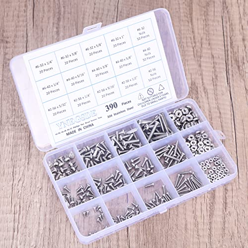 390Pcs Machine Screw Assortment Kit, Phillips Pan Head Screws and Nuts