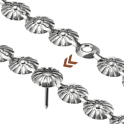 uxcell 5Pcs Upholstery Tacks Strips, 1Meter Flower Decorative Nail Trims for Sofa Headboard Chair Furniture with Upholstery Nails (11mm Silver)