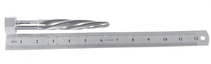 Accusize Industrial Tools H.S.S. Aligning Reamer - 11/16'' Diameter, 4-1/2'' Flute Length, 6-1/2'' OAL, Hex Shank, Spiral Flute, 0523-6025 | HSS Aligning Reamer, 11/16" Dia, 4-1/2" Flute, 6-1/2" OAL, Hex Shank, Spiral Flute 11/16 inch