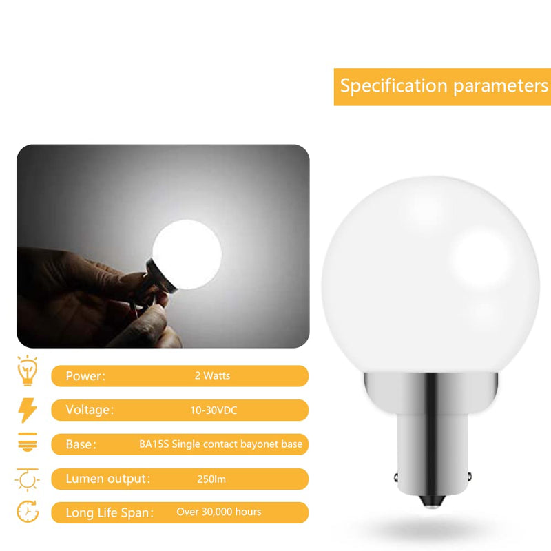 Cheopha 1141 1156 20-99 12V RV Vanity LED Light Bulbs BA15S Single Contact Bayonet Base for RV Camper Trailer Motorhome Marine Boat Interior Bedroom Light Bulb 2W Cool White Pack of 4 4 Count(Pack of 1)