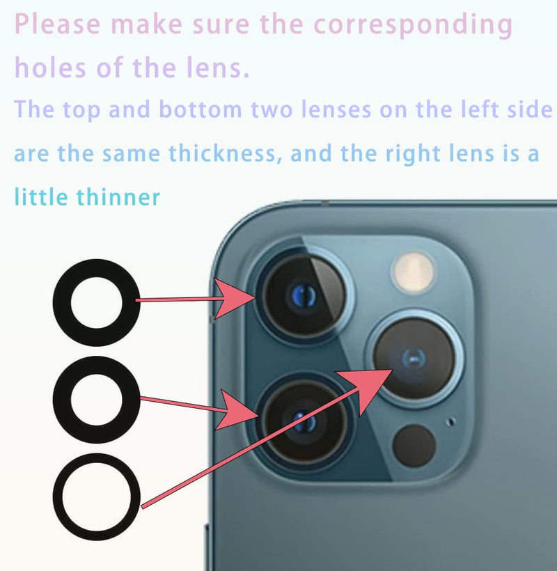 Rear Camera Lens Glass Replacement for iPhone 12 Pro Max Camera Glass Lens Replacement with Repair Tools