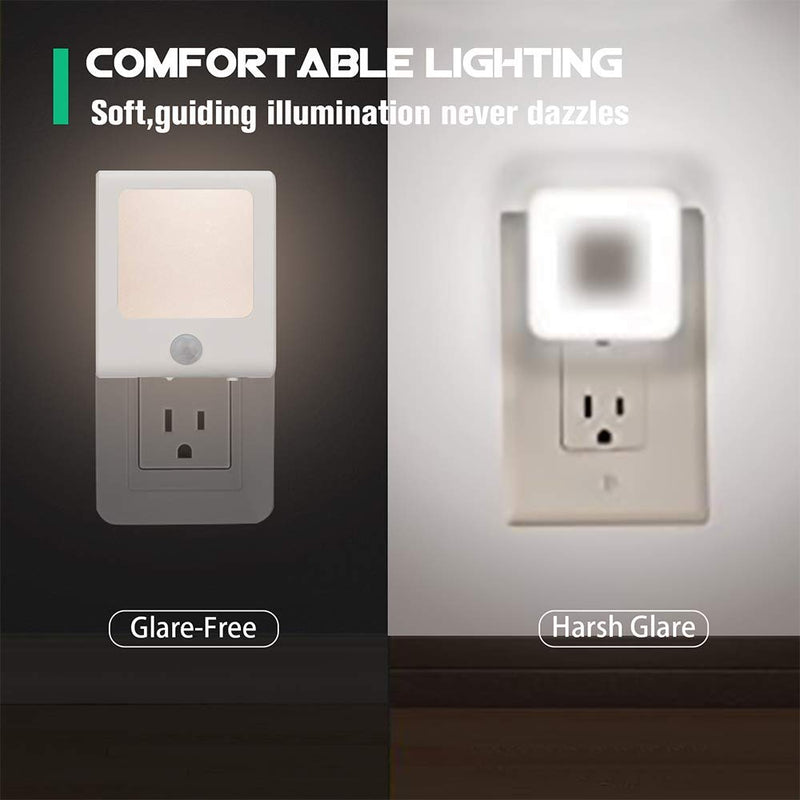 VINTAR 3 Pack Motion Sensor Dimmable LED Night Light, Plug in Nightlight with Auto Dusk to Dawn Sensor, Adjustable Brightness Warm White Lights for Hallway, Kids Room, Kitchen, Stairway, Bathroom 6-pack Warm White