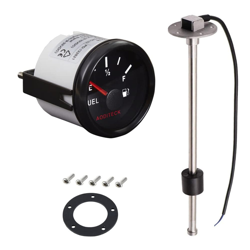 Marine Fuel Gauge for Boat Gas Gauge Fuel Level Gauge for Car Truck Vehicle Diesel Automotive Replacement Aftermarket Gauge for Car Truck Vehicle SUV 240-33ohm with Backlight All Black, 5 Scale(Fuel Gauge)