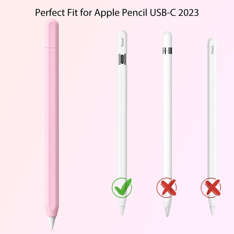 KELIFANG Silicone Case Sleeve Cover for Apple Pencil (USB-C) 2023, Cute Pink Protective Skin iPad Pencil Holder, Anti-Slip Grip Accessories Compatible with Apple Pencil 3rd Generation