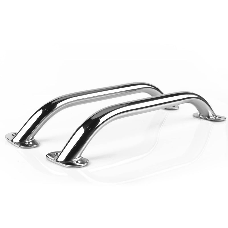12" Oval Handrail Polished Grab Handle Stainless Steel Handrail for Marine Yacht/RV (2PCS)