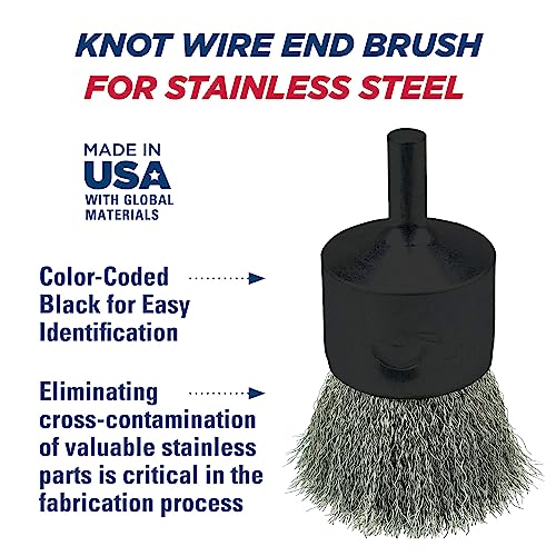 Weiler 10022 1" Crimped Wire End Brush, .0104" Stainless Steel Fill, Made in the USA 1 Count (Pack of 1) Pack of 1
