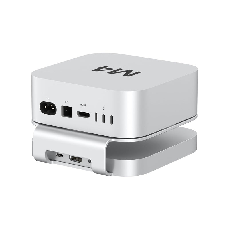 Akyyajaure Mac mini Hub: 9 in 1 Aluminum Stand & Dock for Mac mini M4 Pro with M.2 NVMe SSD Enclosure, 10Gbps USB-A*2, SD/TF Card Readers, USB 2.0 MC60