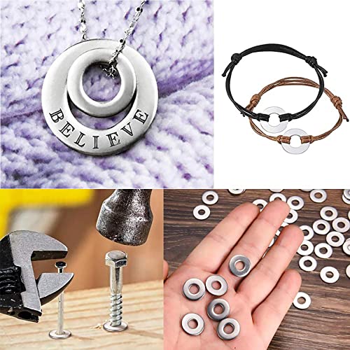 M8 304 Stainless Steel Flat Washer and Split Spring Lock Washer Assortment Set, 100Sets /Pack