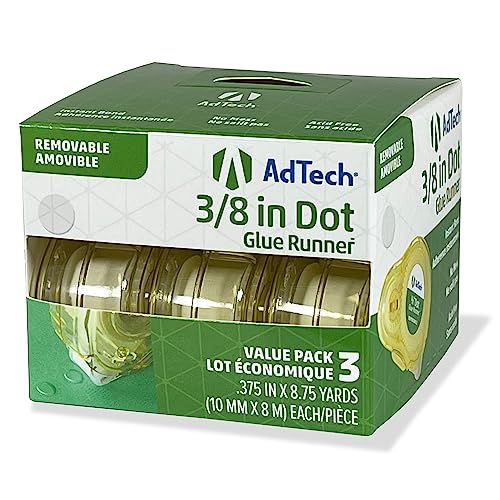 AdTech Removable Adhesive Dots Glue Runner, Clear .375" - 3 Pack Dot Remov