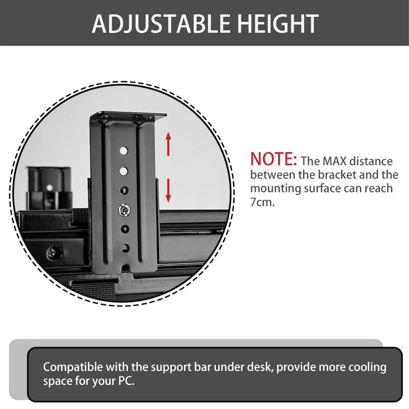 Under Desk Slide Out PC Mount with Anti-Scratch Sponge, Adjustable CPU Holder Bracket for Computer Tower (Black (Slide Access)) Black (Slide Access)