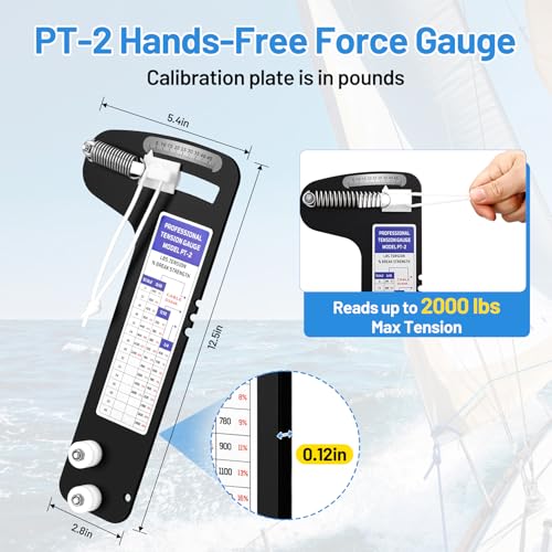 PT-2 Sailboat Rigging Tension Gauge, Professional Hands-Free Force Gauge
