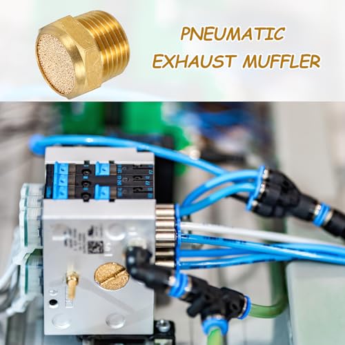 MECCANIXITY 4pcs Male Air Pneumatic Mufflers 3/8" NPT Sintered Bronze Muffler Air Fittings for Pneumatic Tool and Industrial Machinery