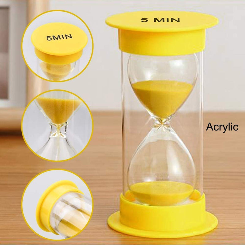 EMDMAK Sand Timer, Acrylic Hourglass Colorful Sandglass Timer 1 min/2 mins/3 mins/5 mins/10 mins/15 mins Sand Clock Timer for Games Classroom Home Office(Pack of 6) Small