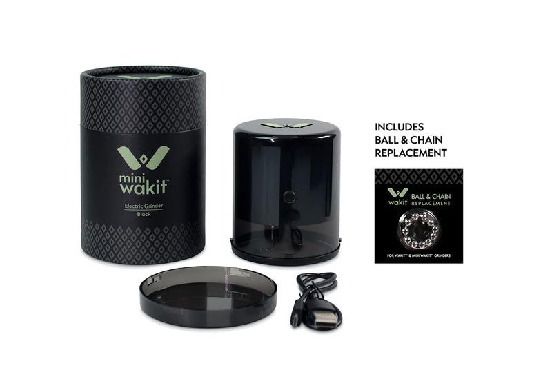 Mini Wakit Grinder (Black) – Rechargeable Electric Herb Grinder with Patented Ball & Chain Technology for Effortless Grinding – Compact, Easy-to-Use, Ideal for Kitchen, Herbs, and Spices