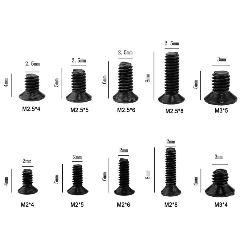 AXK GB819 M2 M2.5 M3 KM Screw Flat Head Phillips Screws Laptop Notebook Screws Set Kit for Computer Small Screw 250Pcs/500Pcs (250) 250