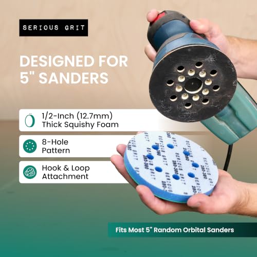 Serious Grit - 5-Inch 8-Hole Foam Discs - P120-600 Assortment - 10 Pack Mixed Grit