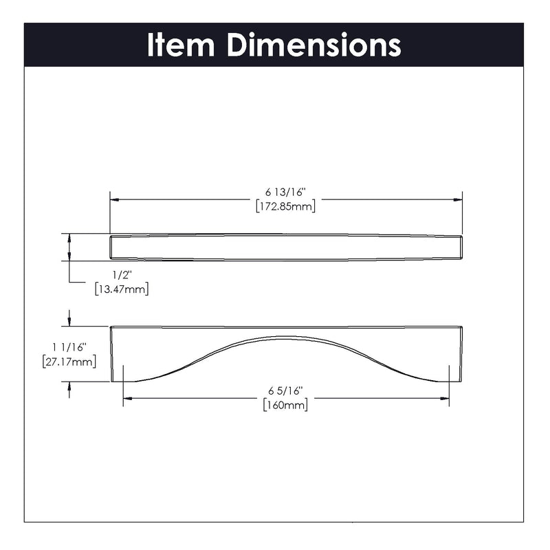 Belwith-Keeler B076151-BGB Channel Pull, 6-5/16 Inch (160mm) Center to Center, Brushed Golden Brass