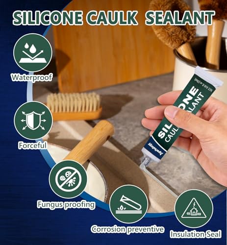 Clear Silicone Caulk Waterproof Silicone Sealant, 0.68 fl.oz(20ml)*2 20ml*2