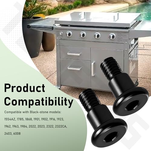 5 Pack Short M6 Step Bolt Compatible with Black-Stone Gas Griddle 1785 1868 1901 1902 1962 1963 2307 2322 2256 1916 2151, Fit Gas Griddles with Side Shelve