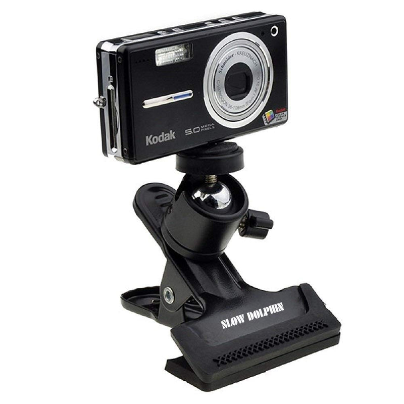 SLOW DOLPHIN Tripod Clip Clamp Mount Flash Reflector Holder for Studio Backdrop Camera with 360 Swivel Tripod Mini Ball Head Standard 1/4" Screw,SLR, Digital SLR, Video Came(2PACK) Tripod Clip Clamp 2 Pack