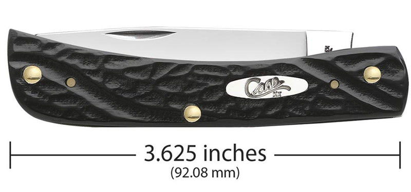 Case WR XX Pocket Knife Rough Black Synthetic Sod Buster Jr Item #18229 - (6137 SS) - Length Closed: 3 5/8 Inches 2.8"