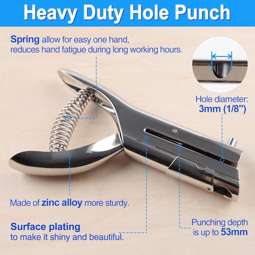 SPEEDWOX Deep Throat Hand Held 3mm Single Hole Punch Long Reach for Paper