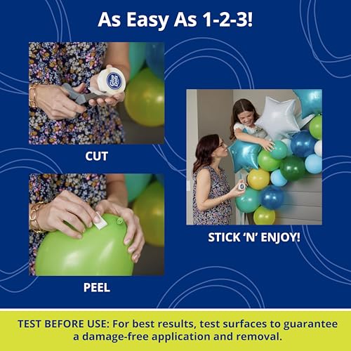 Glue Dots, Balloon Dots, Double-Sided, 1/2", 3-Pack, 900 Total Dots, DIY Balloon Arch Decoration, Glue Tape for Party Wedding Birthday, Glue Stick and Tape Alternative, Clear Pack of 3