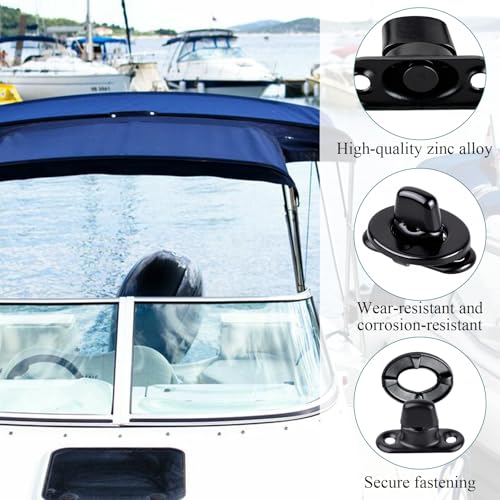 Supkiir 40 Sets Marine Grade Twist Lock Fasteners, Rust-Proof Coated Turn Button with Eyelet and Stud Mounting Screws, Alloy Tarp Grommet Fasteners for Marine Boats, RVs and Canvas Sailboats