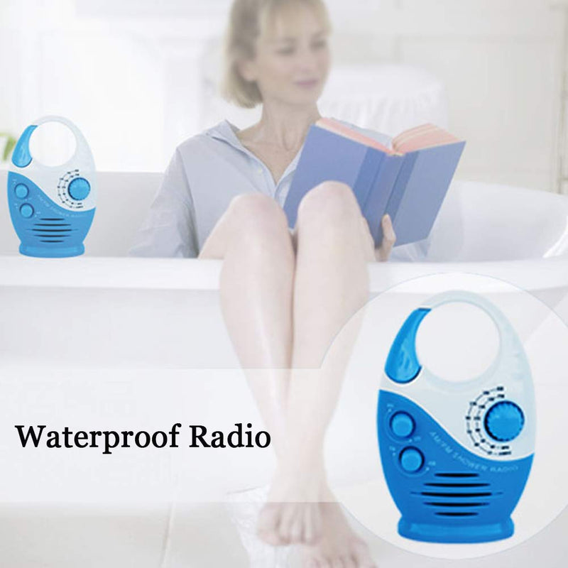 Shower Radio, Bathroom Radio AM FM, Waterproof Hanging Shower Radio Adjustable Volume blue