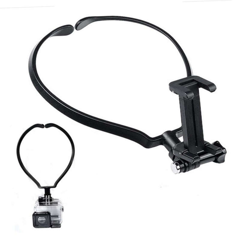 POV Collar Neck-Hanging Selfie Video Stabilizer Camera Mount Hands Free Neck Mount Neck Hanging Mobile Holder Plastic Neck Clamp Phone Neck Mount Abs Hanging Neck Accessories, 23X16CM, Black