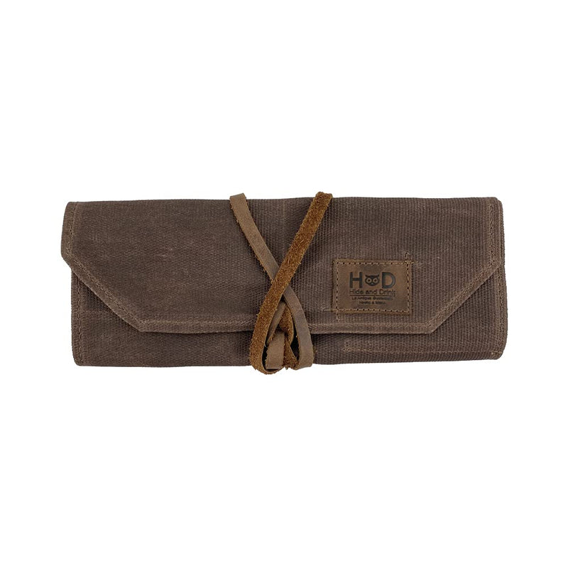 Durable Waterproof Waxed Canvas Tool Roll Handmade by Hide & Drink Honey Bourbon