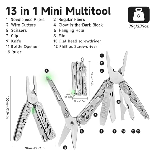 NexTool Mini Flagship F12 Keychain Multitool, Fifth Pocket Tools (Silver) Small