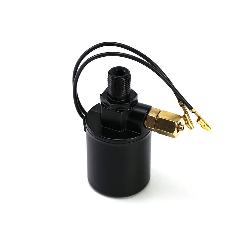 QWORK Air Horn Solenoid Valve,1/4" NPT 12V Electric Air Valve (Solenoid) for 1/4" OD Hose, Black 1/4 NPT Male-1/4 OD Hose 12V Black