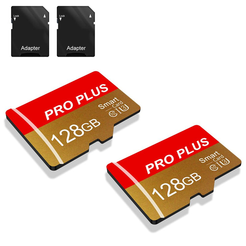 2 Pack SD Card 128GB with SD Adapter High Speed Memory Card, Micro Card, UHS-I C10 A1 Memory TF Card for Tablet/Mobile Phone/Camera/Car Audio/Game Console (TF162 Red Gold 128GB) TF162 Red Gold 128GB