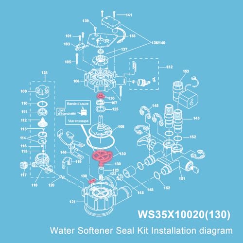 WS35X10020 Seal Kit Water Softener Rotor Seal Kit Compatible with GE Whirlpool Water Softener for High Flow 1" Water Softeners