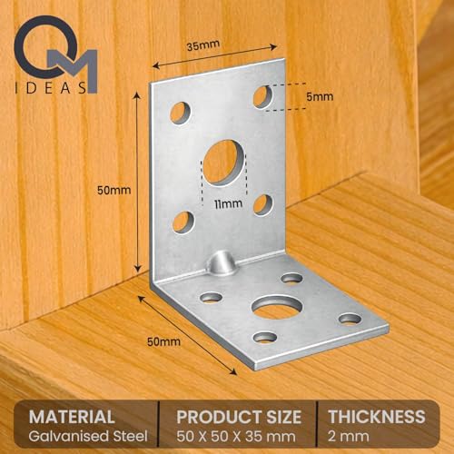 10 Pack Angle Brackets (1.97" x 1.97" x 1.38") Heavy Duty Corner Sleeper Bracket with Beading Timber Wood Metal Joining Fixing L Galvanised Steel Sheet Connector 1.97" x 1.97" x 1.38"